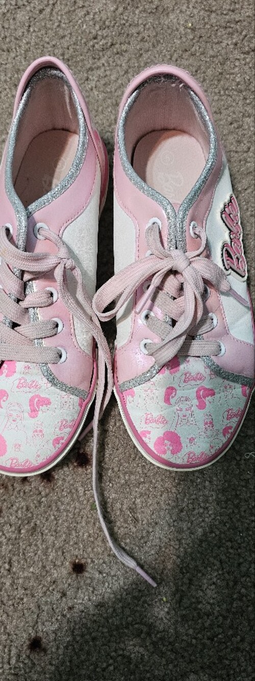 Barbie Pink, White & Silver Kids Lace-Up Sneakers